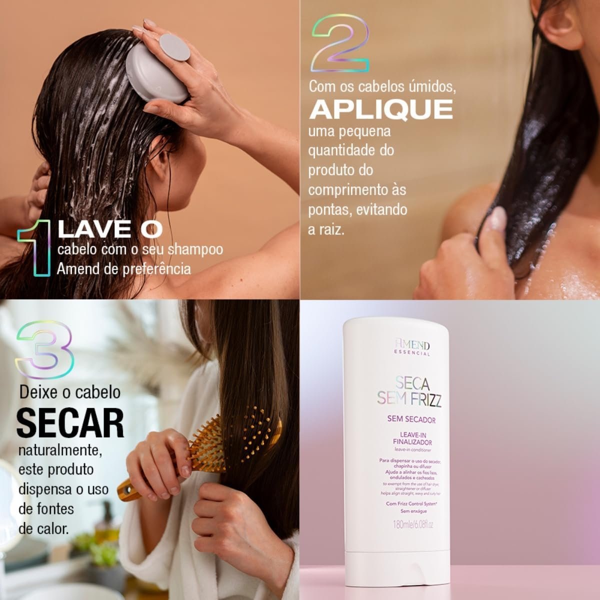 Leave - in Essencial Seca Sem Frizz Amend 180g - Imagem 4