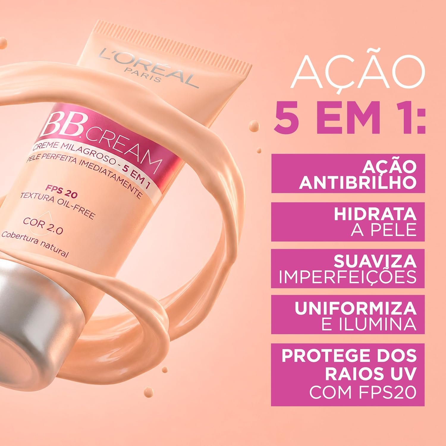 Base BB Cream L'Oréal Paris Dermo Expertise Cor Clara FPS 20, 30ml - Imagem 5